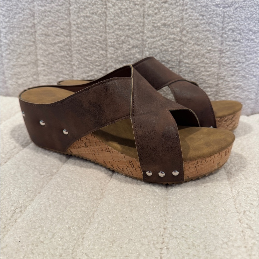 Brown Wedges with Cork Footbed